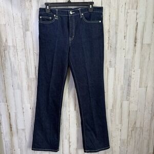 VTG 90 Y2K Ralph Lauren Jean Women 8 Dark Wash Classic Fit Straight White Stitch